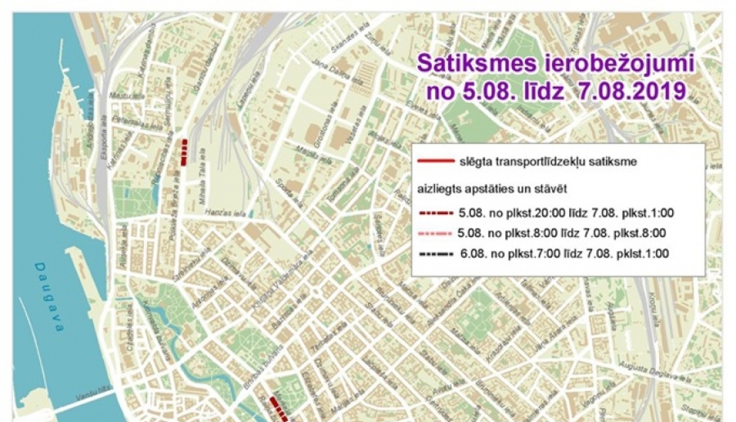 Satiksmes ierobežojumi saistībā ar Rammstein koncertu Lucavsalā
